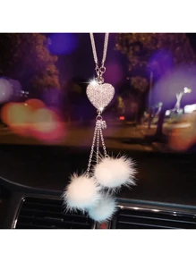 1pc Diamond Inlaid Car Pendant, High-End Car Pendant, Plush Car Interior, Lost Rearview Mirror Pendant