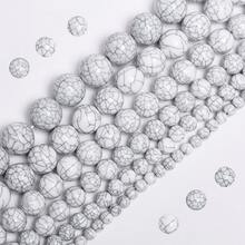 50-500 hạt ngọc lam trắng tự nhiên, phong cách Bohemian, kích thước 6mm-16mm, dùng để tự làm trang sức, vòng tay, dây chuyền, bông tai, móc khóa, công nghệ tách hạt. - Đen và trắng - Xem 4