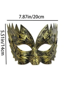 复古锯齿状雕刻古铜色金属半脸面具，适合万圣节角色扮演舞台派对，男士 - 彩色 - 查看 11