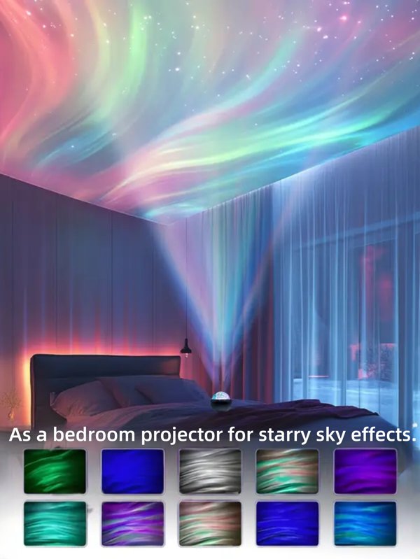 1pc Upgraded LED Northern Lights Corrugated Projection Office Night Light, USB Powered Dream-Themed Round Spotlight With Adjustable Brightness And Color Changes - For Bedrooms, Weddings, Christmas, Halloween And Travel