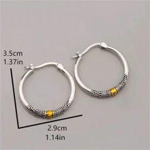 1 Paar Vintage-Kreismuster eingravierte Creolen, Boho-Stil Zinklegierungs-Schmuck, modisches Geschenk für Frauen