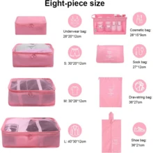 8pcs Travel Packing Cubes, Luggage Organizer Bags With Shoe Bag, Travel Essentials, Travel Accessories, Suitable For Vacation, Holiday, Back To School, Dorm, College Essential - Pink - View 3