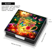 Scatola con adesivi decorativi non in diamante, con motivo artistico, utilizzabile per conservare note e decorare la scrivania. Le note autoadesive includono 160 pagine personalizzabili, adatte per la registrazione quotidiana di idee, attività e articoli da cancelleria in genere.