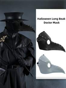 Máscara de Médico com Bico Longo de Praga, Fantasia de Halloween Festa Punk Plástico Adereços Cosplay Presente, Máscara Assustadora para Casa Mal-Assombrada e Sala de Fuga