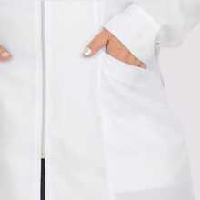Jaleco Acinturado Plus Size Zíper Oxford Laço nas Costas Agne