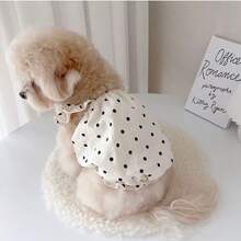 1pc Summer Polka Dot Ruffle Hem Pet Dog Dress, Lightweight Sun Protection Puppy/Kitten Summer Clothes