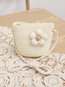 1 件女孩海滩可爱小包草编可折叠向日葵斜挎包，适合日常佩戴，海边沙滩度假 - 太陽花包包 - 查看 3