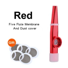 适合初学者演奏的彩色卡祖笛金属乐器，适用于吉他/尤克里里/电吉他/贝斯伴奏，包含 1 个卡祖笛和 5 个隔膜