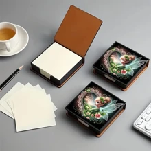 Non-Diamond Sticker With Artistic Patterns Memo Box, Suitable For Storing Notes And Desktop Decoration. The Self-Adhesive Memo Paper Includes 160 Signature Pages, A Versatile Stationery For Daily Note-Taking Of Ideas, Tasks, Etc.