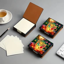 Scatola con adesivi decorativi non in diamante, con motivo artistico, utilizzabile per conservare note e decorare la scrivania. Le note autoadesive includono 160 pagine personalizzabili, adatte per la registrazione quotidiana di idee, attività e articoli da cancelleria in genere.