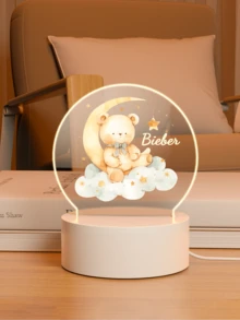 1pc Customized Bear Night Light With Name, Personalized Birthday Gift, Friend Gift, Bedroom Decor, Party Decor, Rabbit Night Light, Halloween Gift, Baby Shower Party Home Decor, Winter Night Gift, Cute Customized, Unique Treasure, Baby Gift, Adorable Baby, Fashionable Ideal Gift, Suitable For Kids, Family, Friends, Daughter, Son, Children's Day Gift - 5 3mm Round-bear - View 19