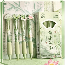 Poetisches Jiangnan Chinesischer Stil Retraktiler Gelstift Set mit Acryl Aufnähern für hohe ästhetische Anziehungskraft, dieses Set ist perfekt als Geschenk zum Schulbeginn und mehr. Schulmaterial, Rückkehr zur Schule