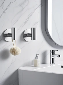 1/2pcs Adhesive Hooks, Towel Hook Coat Hooks, Stainless Steel Brushed Wall Hooks, For Hanging Throbe Sponges In Bathroom And Bedroom, Hook Accessories, Auxiliary Hook, Heavy Duty Hook. For Hanging Coat, Clothes, Plants, Gardening Tools, Kitchenware, Pans, Pots, UtBaensils, Spoons, Hat, Towel Robe Hook Rack Wall Mount. For Your Bedroom, Shower, Classroom, Garage, Apartment, College Dorm, Cabinets, Fridge, Organizer And Most Kinds Of Room Decor.