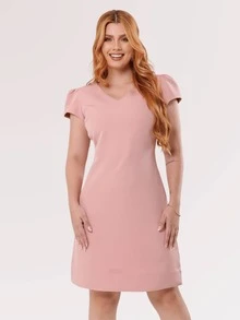 Women's Modest Christian Evangelical Fashion Dress With Elegant Straight Fit And Knee Length - Màu hồng gỉ - Xem 1