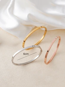 3pcs Stainless Steel Minimalist Solid Color Bracelet Set