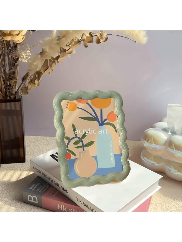 1 Peça Moldura Decorativa Curva Verde 4x6 - Exibição de Mesa e Parede com Design de Arco Artístico e Suporte Versátil - Acento Moderno para Casa, Elemento Essencial para Parede de Galeria, Decoração de Mesa de Escritório, Exibição de Arte Presenteável, Decoração de Estilo Boho para Quarto, Decoração de Prateleira Minimalista