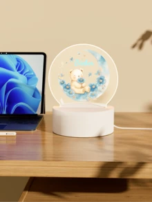 1pc Customized Bear Night Light With Name, Personalized Birthday Gift, Friend Gift, Bedroom Decor, Party Decor, Rabbit Night Light, Halloween Gift, Baby Shower Party Home Decor, Winter Night Gift, Cute Customized, Unique Treasure, Baby Gift, Adorable Baby, Fashionable Ideal Gift, Suitable For Kids, Family, Friends, Daughter, Son, Children's Day Gift - 5 3mm Round-bear - View 8