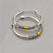 1 Paar Vintage-Kreismuster eingravierte Creolen, Boho-Stil Zinklegierungs-Schmuck, modisches Geschenk für Frauen