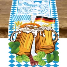 1pc 180cm*35cm Polyester Beer Festival Table Runner, Suitable For Home Decor, Kitchen Decor, Munich Oktoberfest Decoration, Oktoberfest Party Decoration, Bavarian Plaid Flag German Themed Beer Festival Decor, Holiday Party Supplies - Multicolor - View 4