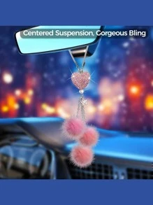 1pc Diamond Inlaid Car Pendant, High-End Car Pendant, Plush Car Interior, Lost Rearview Mirror Pendant