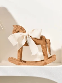 قطعة واحدة حصان خشبي إبداعي منحوت يدويا مزين بشريط للاحتفال الخاص، سلسلة ريفية عتيقة، ديكور طاولة على شكل حصان أرجوحة، هدية تذكارية لصديق'