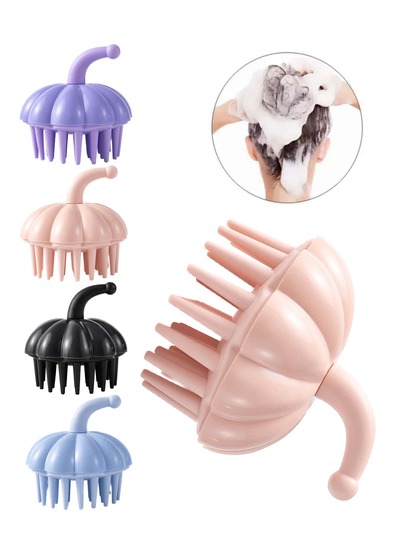 فرشاة شامبو ذات أسنان ناعمة بشكل يقرب من اليقطين، للرجال والنساء، مشط تدليك فروة الرأس لإعطائها إحساس السبا، فرشاة منزلية للشامبو، تنظيف مزدوج للجاف والرطب، فرشاة ناعمة لتنظيف فروة الرأس والتقليل من الحكة