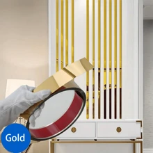Tira decorativa autoadhesiva y brillante de acero inoxidable dorado, adhesivo mural impermeable