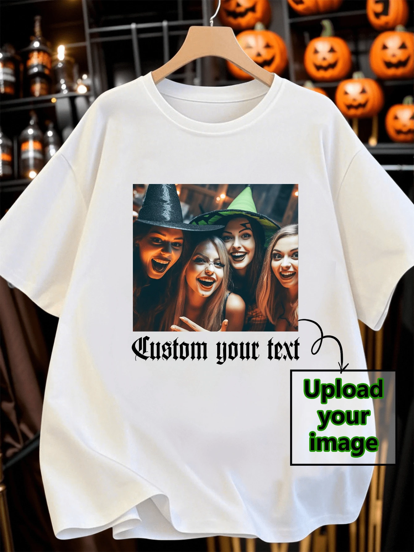 Customizable Personalized Photo/Text Plus Size Women's T-Shirt, Loose Fit Plus Size T-Shirt For Spring/Summer, Holiday Gifts White - White - View 1