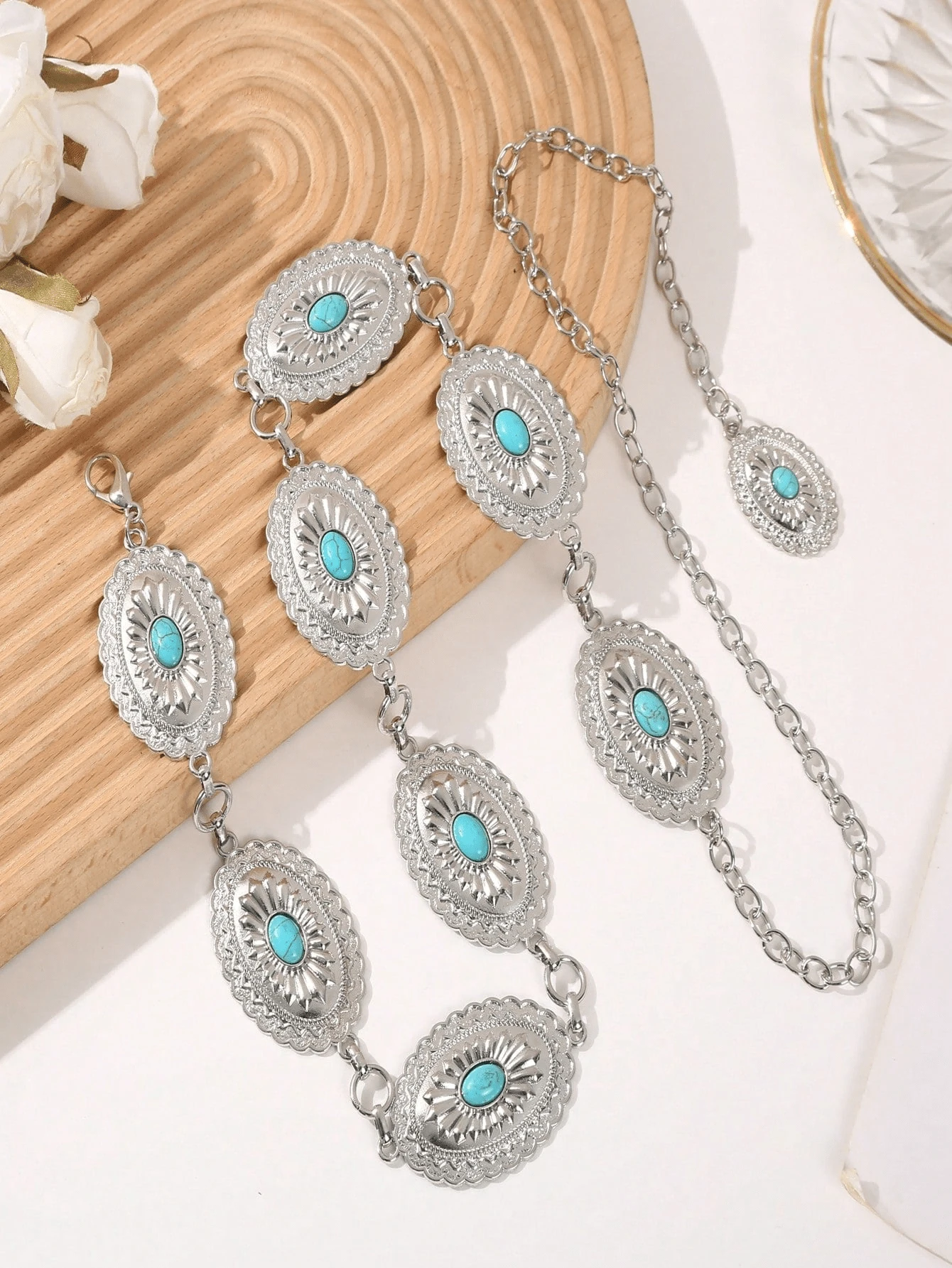 Decorated Waist Chain For Women, Gemstone Studded Thin Metal Cinch Belt, Waist Chain For Dresses