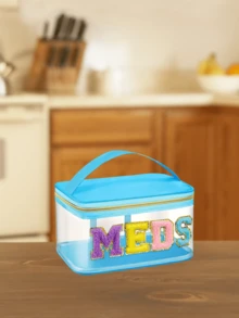 Przezroczysta torba podróżna z organizerem, wykonana z syntetycznej skóry PVC w stylu lat 2000.