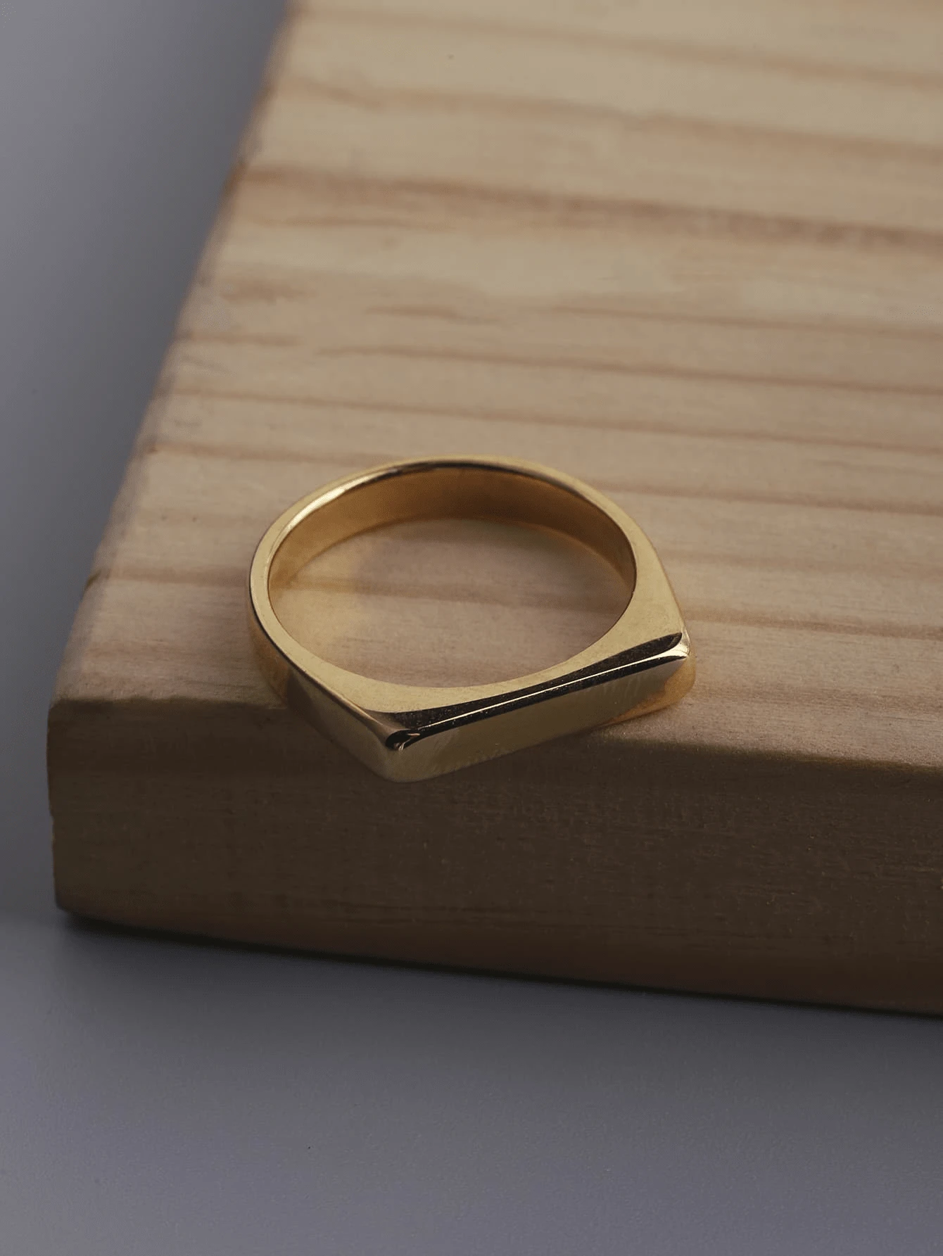 1pc Stainless Steel Gold-Tone Smooth Ring, Suitable For Women's Daily Decoration Or Gift - Yellow Gold - View 1