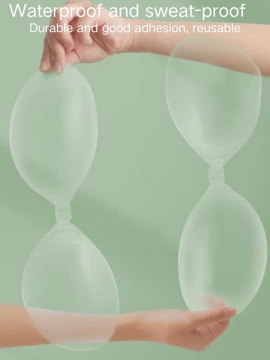 Women's Invisible Strapless Silicone Bra With Adhesive Breast Pads, Suitable For Spaghetti Strap Dresses And Wedding Dresses, Push - Up Effect In Summer, Thin And Breathable Invisible Bra