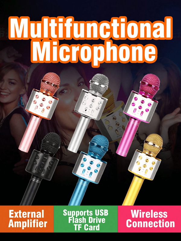 1pc Microphone For Mobile Phone Live Broadcast Of K Song Wireless Speaker And Microphone Home Karaoke Singing Microphone TV Singing K Artifact With Variable Voice,Karaoke Microphone,Karaoke,Mic