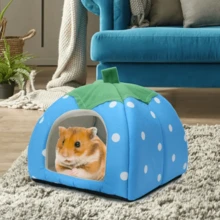 1pc Small Animal Hideaway Bed (New Larger Size, Suitable For Cats Up To 2kg), Warm Wool Cushion Cup Washable Winter Sleep House, Suitable For Small Pets/Ferrets/Hedgehogs (Strawberry Style), Available In Multiple Colors - Multicolor - View 10