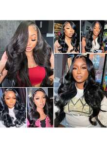 (鲍勃假发 6-16 英寸长假发 18-36 英寸)混合头发由人类混合头发与合成纤维和蛋白质细丝混合而成 13x4 身体波浪人发混合假发未加工 180% 身体波浪发蕾丝前假发蕾丝身体波浪蕾丝前假发女士热友好型化妆全边缘身体假发婴儿头发预拔弹性假发 Ncy 假发 - SNatural - 查看 8