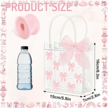 1/3/6/12Pcs Transparent PVC Gift Bags With Pink Bow & Daisy Flower Pattern - Mother's Day, Wedding, Birthday Party, Valentine's Day Elegant Tote Bag Without Pink Ribbon, Durable Wedding Favor Bags, Transparent Bags - Gift Bag - View 3