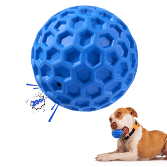 1pc Squeaky Ball Dog Toy, Indestructible Chew Toy For Aggressive Chewers, Medium Size, Natural Rubber Interactive Toy (Blue)
