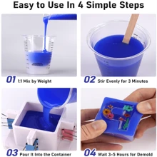 Kit de Silicone Azul Profundo 946ml | Borracha de Cura Rápida de 30 Minutos para Fundição de Resina, Moldes para Velas e Sabonetes | Fórmula Suave para a Pele e com Baixo Odor | Cor Vibrante, Proporção de Mistura 1:1
