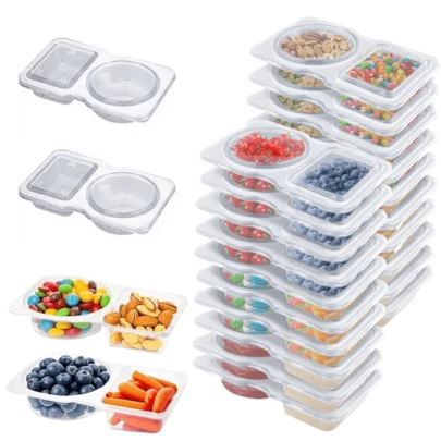 5/10 piezas Recipientes para Snacks, Recipientes Reutilizables para Snacks con Tapas, Recipientes para Paquetes de Snacks, Recipientes Snackle Box, Recipientes con Compartimentos Dobles para Condimentos, Tazas con Porciones con Tapas para Salsa y Snacks