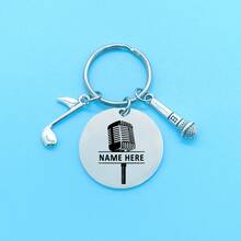 Custom Musical Note Mircophone Keychain, Laser Engraved Instrument Keyring, Personalized Horn Trombone Flute Saxophone Charm Key Chain, Graduation Party Accessories, Christmas Gifts For Music Lovers - Silver - View 14