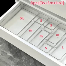 6/7pcs Transparent Drawer Organizer Boxes, Cosmetic Storage Boxes, Desktop Divider Organizers For Makeup, Office Supplies And Misc Storage Summer Goods For Women Storage Organizer Gift