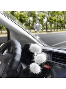1pc Diamond Inlaid Car Pendant, High-End Car Pendant, Plush Car Interior, Lost Rearview Mirror Pendant