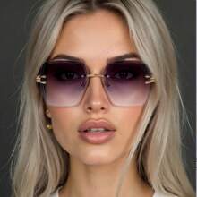 1pc Women's Frameless Metal Non-Mainstream Fashion Glasses, Square Shape For Street And Party