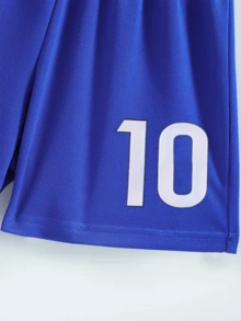 [Custom] 2pcs Barcelona FC Sports Training Quick-Dry Short Sleeve Sportswear Set, Fixed No.10 Number, Suitable For Football, Sports, Daily Wear, Customized Name - Blue - View 8