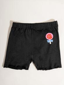3 Pairs Kids Lollipop Pattern Safety Pants, Soft & Skin-Friendly With Ruffle Hem Leggings
