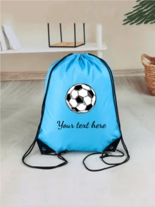 Personalized Nylon Drawstring Pocket, Can Be Printed With Name, Text Or Logo, Custom Backpack For Event Planners. This Bag Is Suitable For Daily Use By Boy And Girl, Suitable For Going Out, Exercise, Travel, Shopping, Beach And Other Occasions. - Black and White Football - View 17