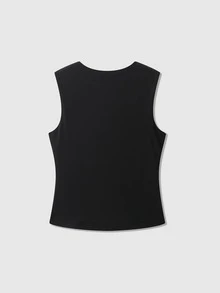 女式夏季纯色V领休闲垂坠背心