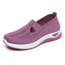 2025 New Summer Women's Half-Linen Slip-On Shoes, Featuring Soft Soles, Breathable Mesh Design, Casual Comfort, Non-Slip, Lightweight, And Odor-Resistant Properties. - 紫色 - 查看 2
