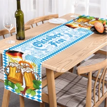 1pc 180cm*35cm Polyester Beer Festival Table Runner, Suitable For Home Decor, Kitchen Decor, Munich Oktoberfest Decoration, Oktoberfest Party Decoration, Bavarian Plaid Flag German Themed Beer Festival Decor, Holiday Party Supplies - Multicolor - View 3