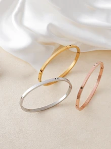 3pcs Stainless Steel Minimalist Solid Color Bracelet Set